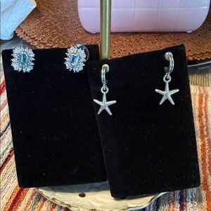 Elegant Silver and Blue Star Earrings